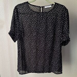 Black Polka Dot Short Sleeve Blouse